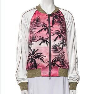 NWT Pam & Gela Tropical Pink Satin Jacket - Small